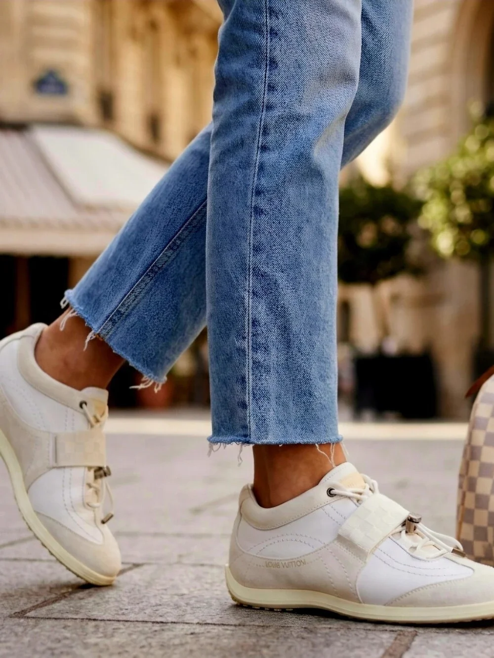 Louis Vuitton White Damier Leather Sneakers